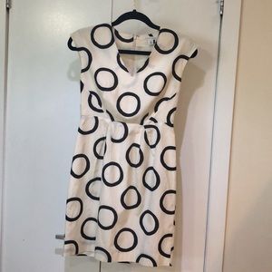 Banana Republic Cream Black Circle Silk Dress